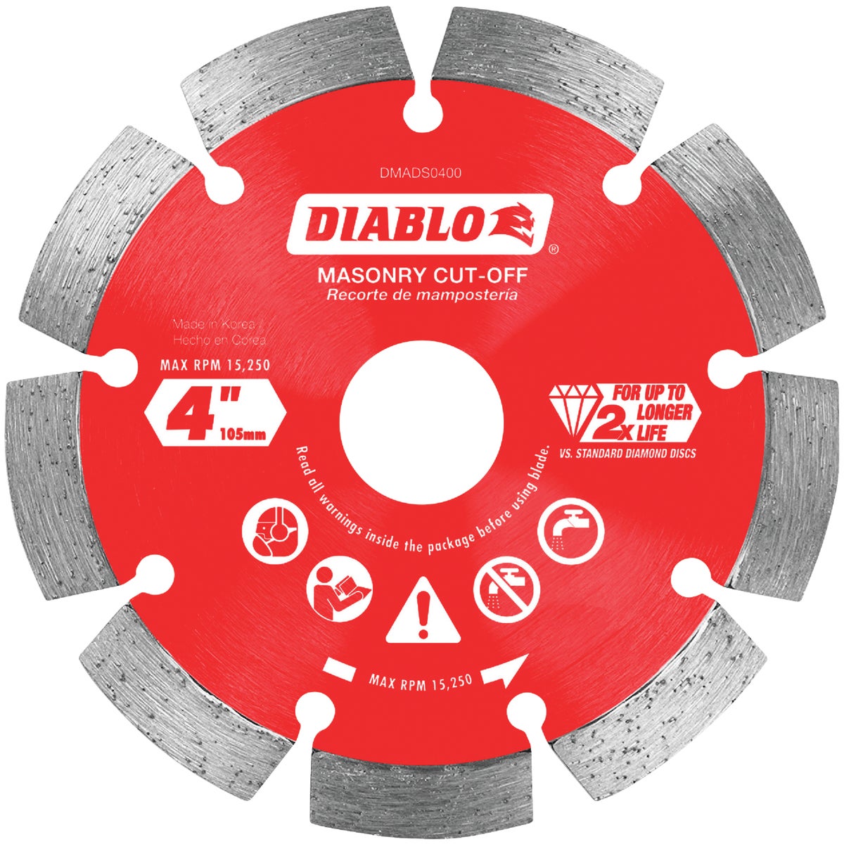 Diablo 4 In. Segmented Rim Dry/Wet Cut Diamond Blade