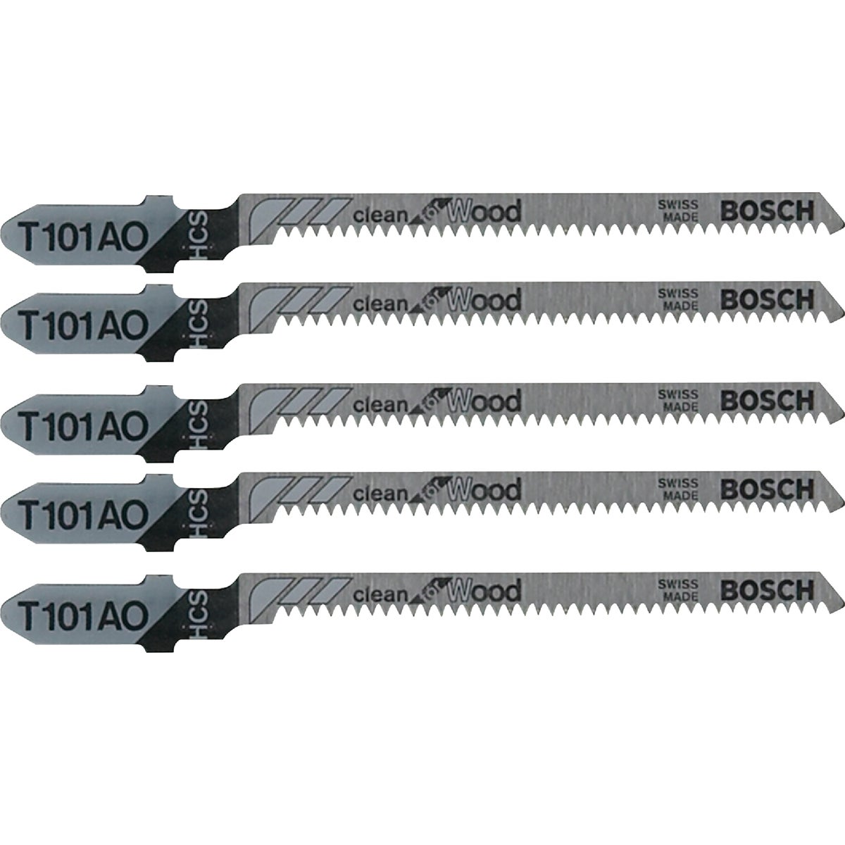Bosch T-Shank 3 In. x 20 TPI High Carbon Steel Jig Saw Blade, Clean for Wood (5-Pack)