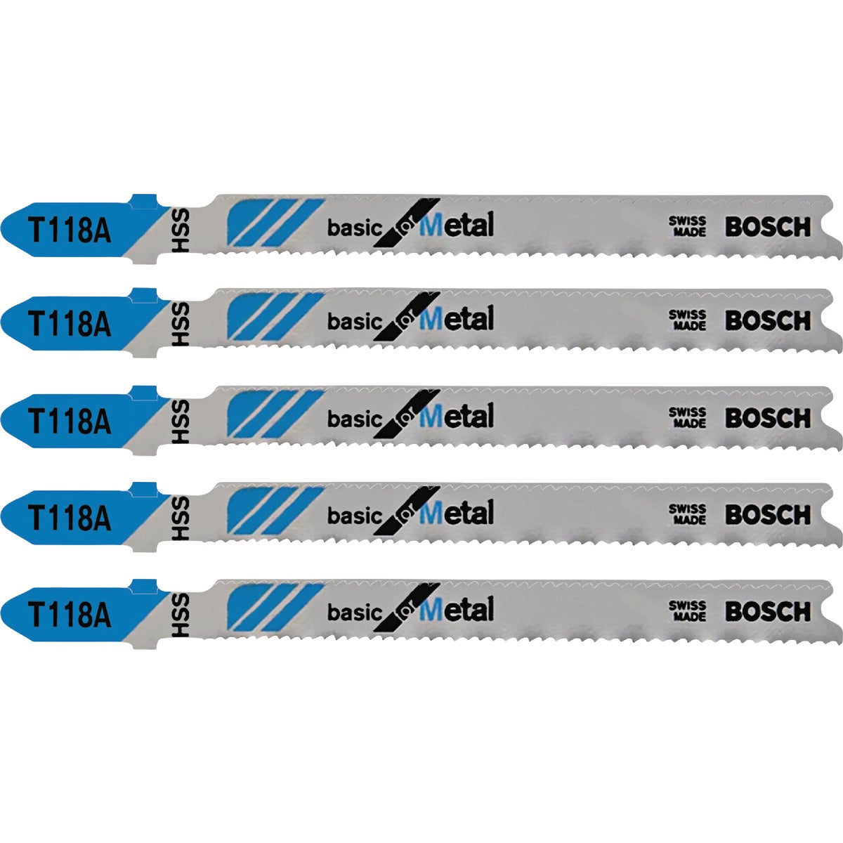 Bosch T-Shank 3-5/8 In. x 24 TPI High Carbon Steel Jig Saw Blade, Basic for Metal (5-Pack)
