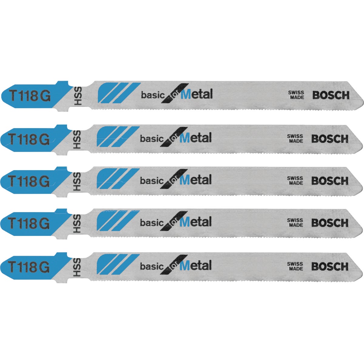 Bosch T-Shank 3-5/8 In. x 36 TPI High Speed Steel Jig Saw Blade, Basic for Metal (5-Pack)