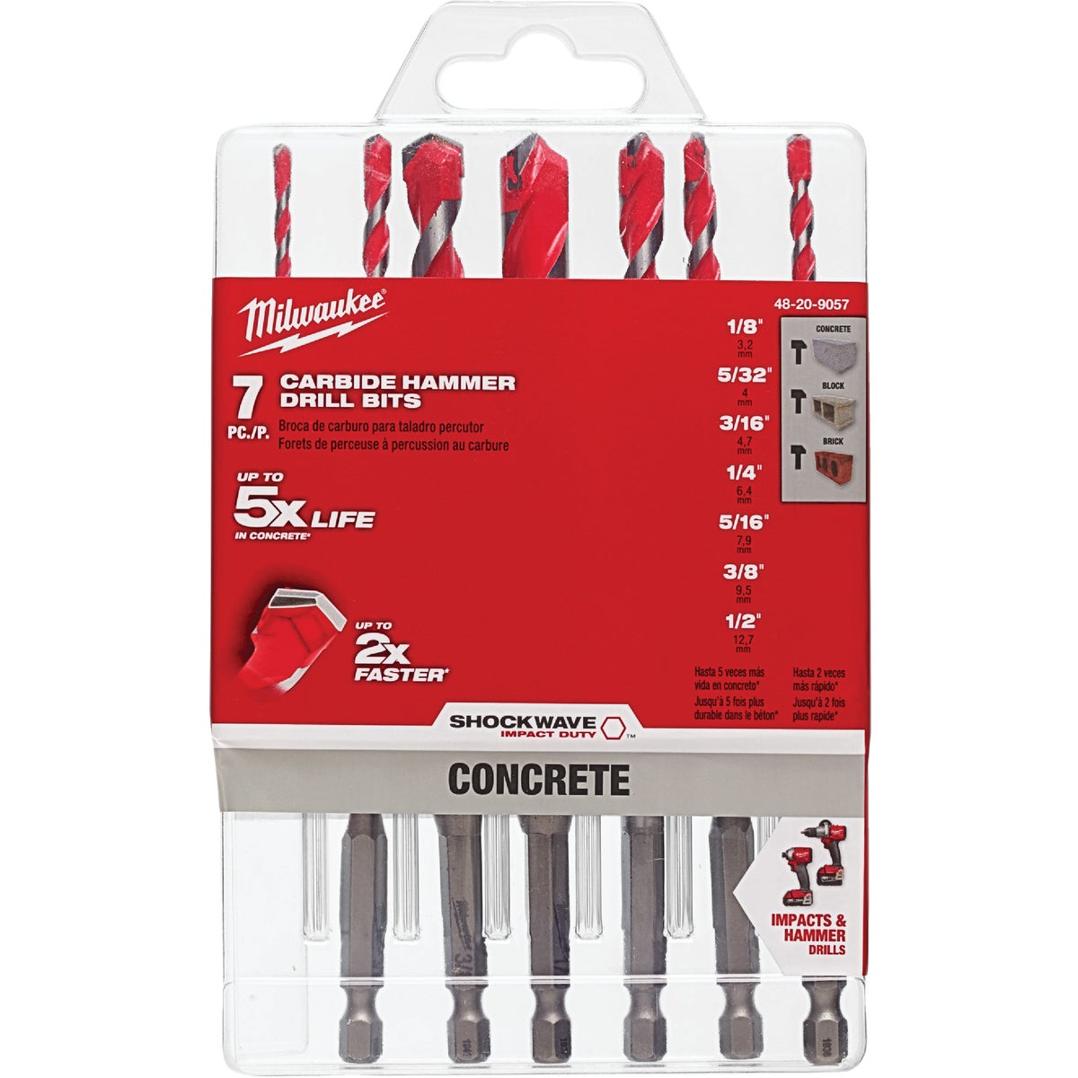 Milwaukee SHOCKWAVE 7-Piece Large Masonry Drill Bit Set