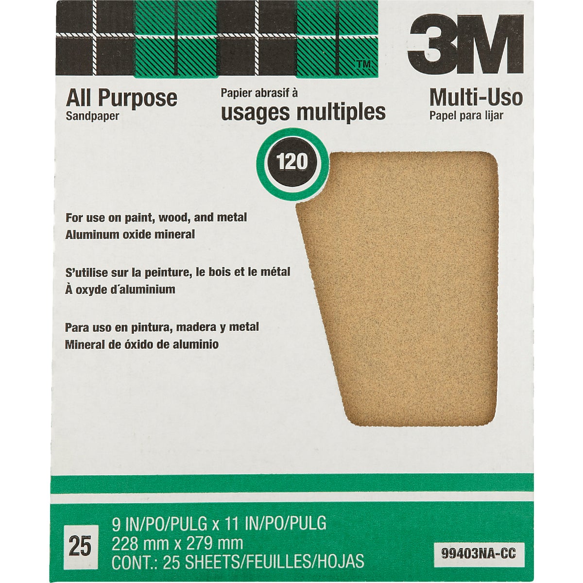 3M All-Purpose 9 In. x 11 In. 120 Grit Fine Sandpaper (25-Pack)