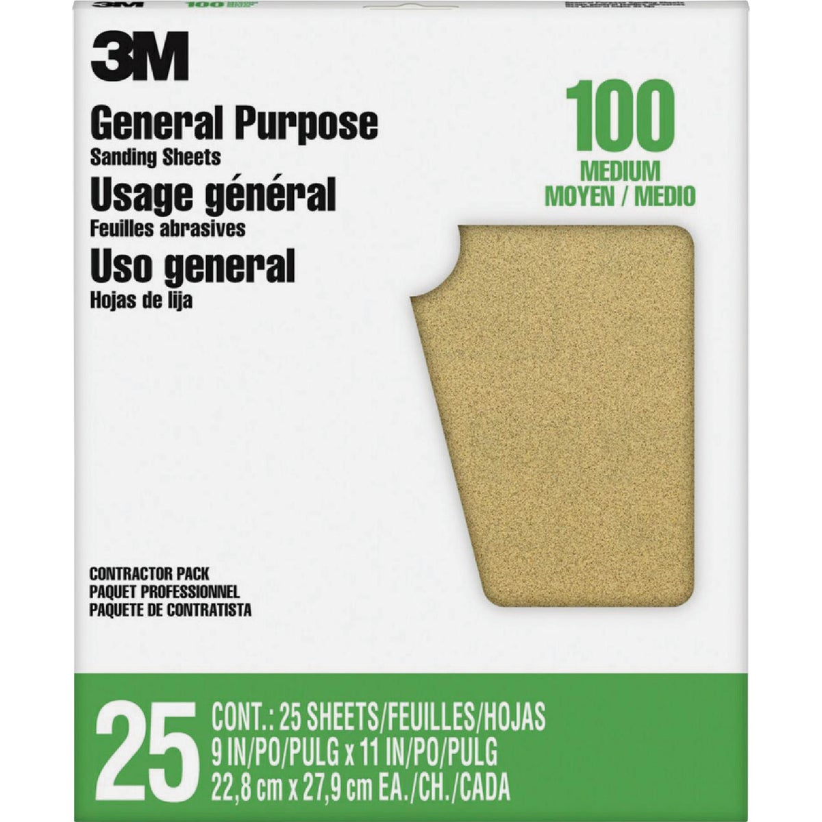 3M All-Purpose 9 In. x 11 In. 100 Grit Fine Sandpaper (25-Pack)