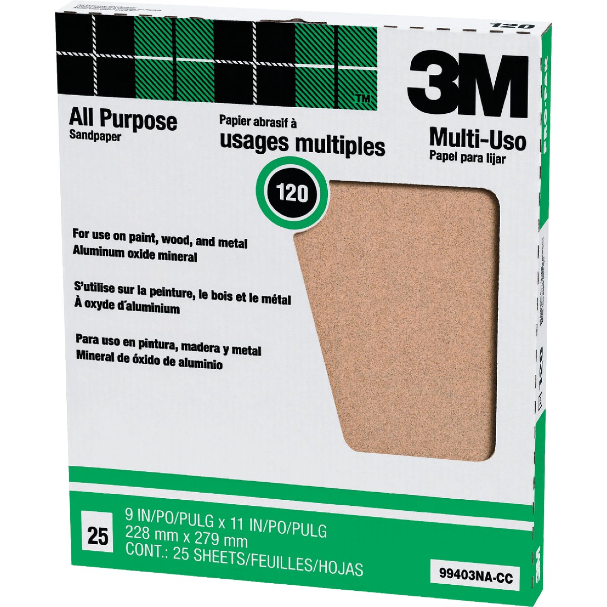3M All-Purpose 9 In. x 11 In. 100 Grit Fine Sandpaper (25-Pack)