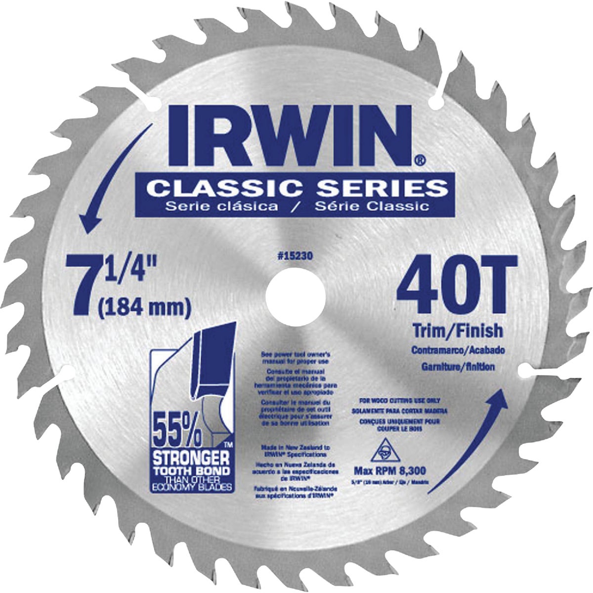 Irwin Classic Series 7-1/4 In. 40-Tooth Trim/Finish Circular Saw Blade, Bulk