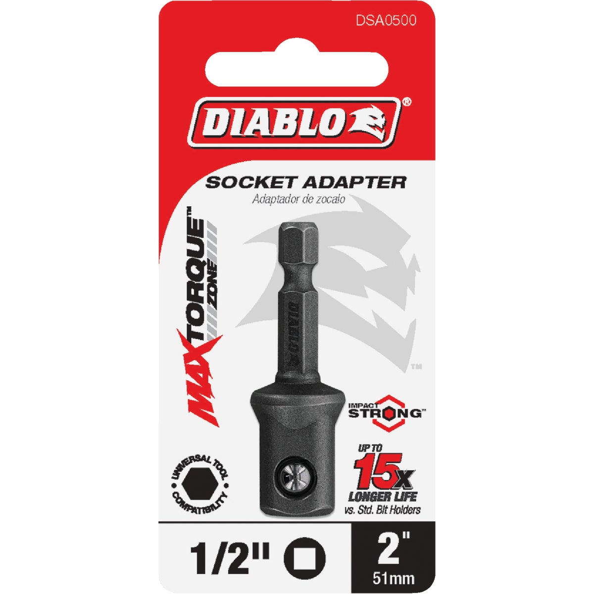 Diablo 1/2 In. Square x 1/4 In. Hex Impact Socket Adapter