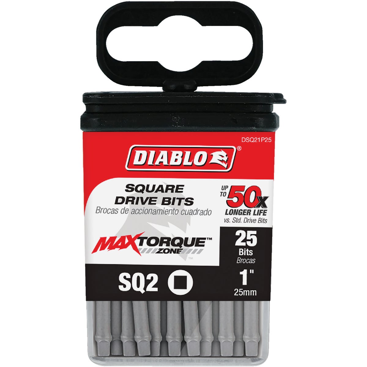 Diablo #2 Square Recess 1 In. Insert Impact Screwdriver Bit (25-Pack)