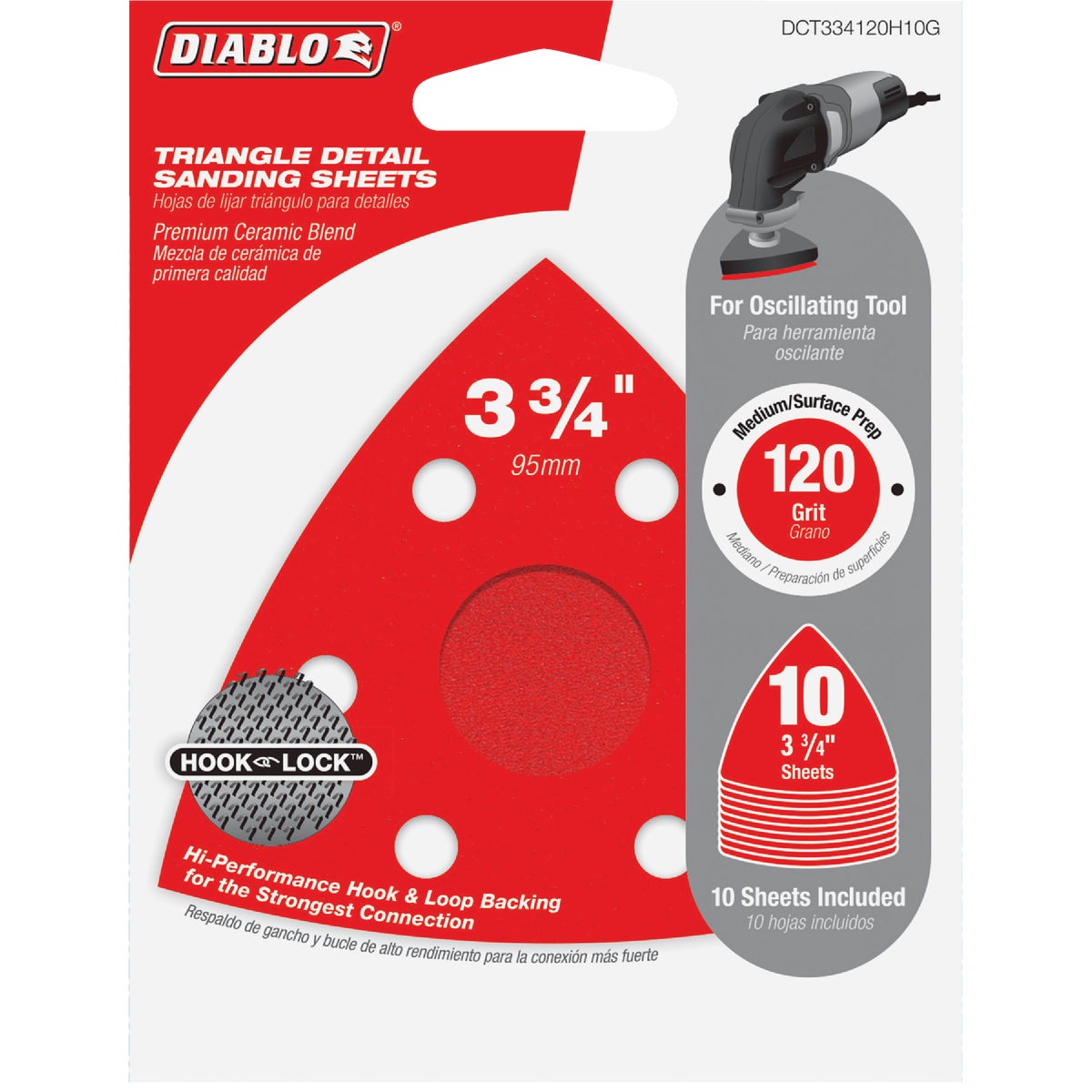 Diablo 220-Grit (Fine) 3-3/4 In. Oscillating Detail Triangle Sanding Sheets (10-Pack)