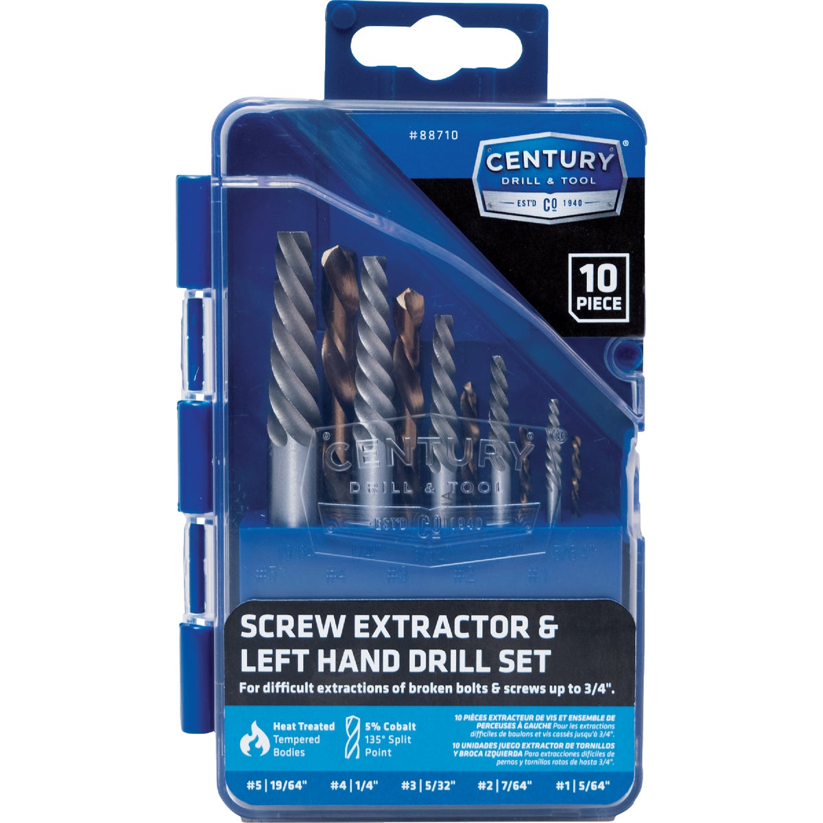 Century Drill & Tool High Speed Steel & Spiral Screw Extractor (10-Piece)