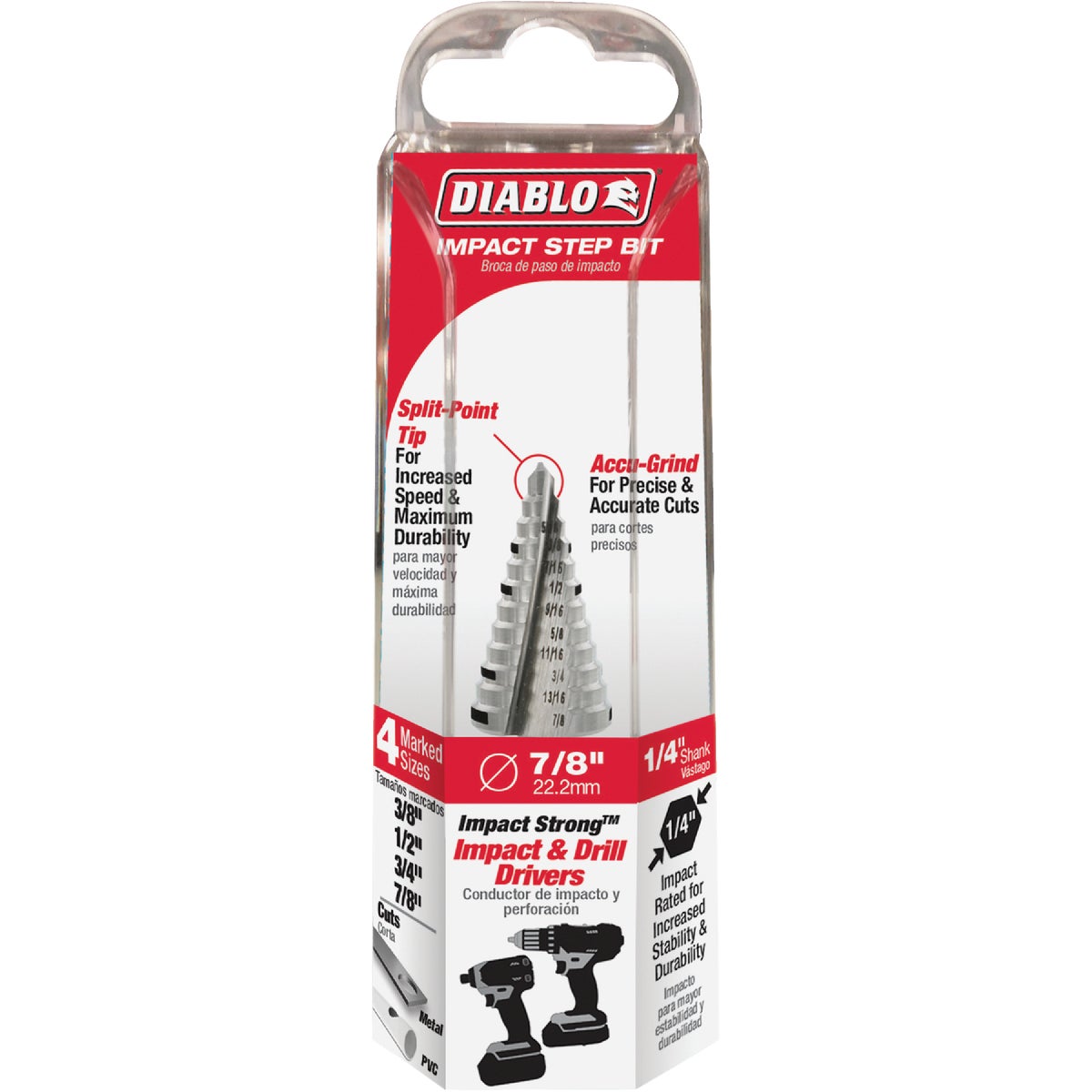 Diablo 3/8 In. - 7/8 In. Impact Step Drill Bit, 12 Steps