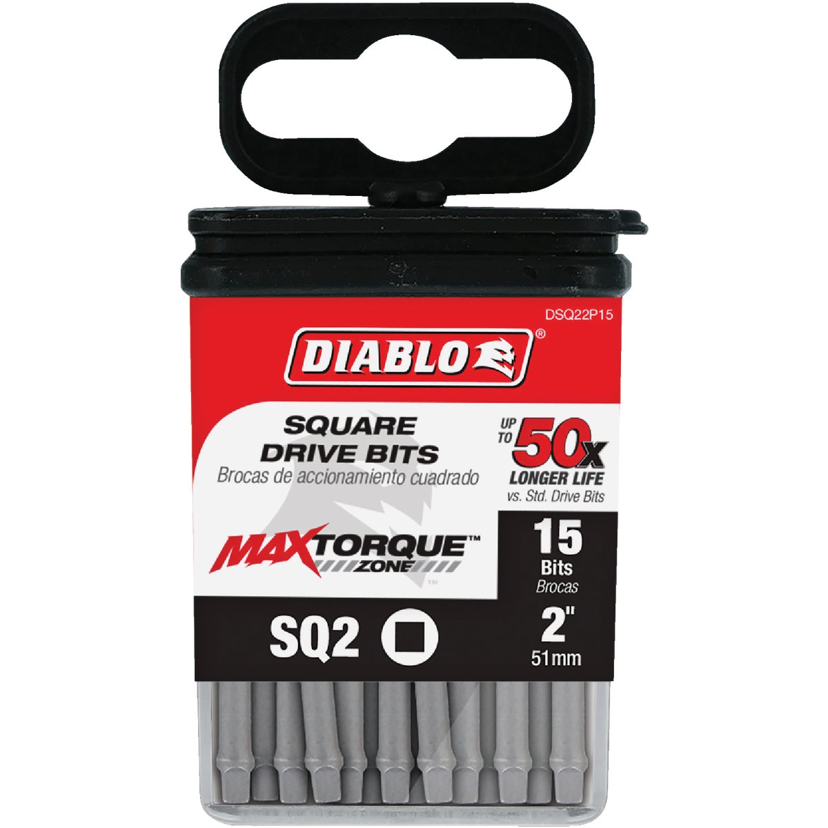 Diablo #2 Square Recess 2 In. Power Impact Screwdriver Bit (15-Pack)