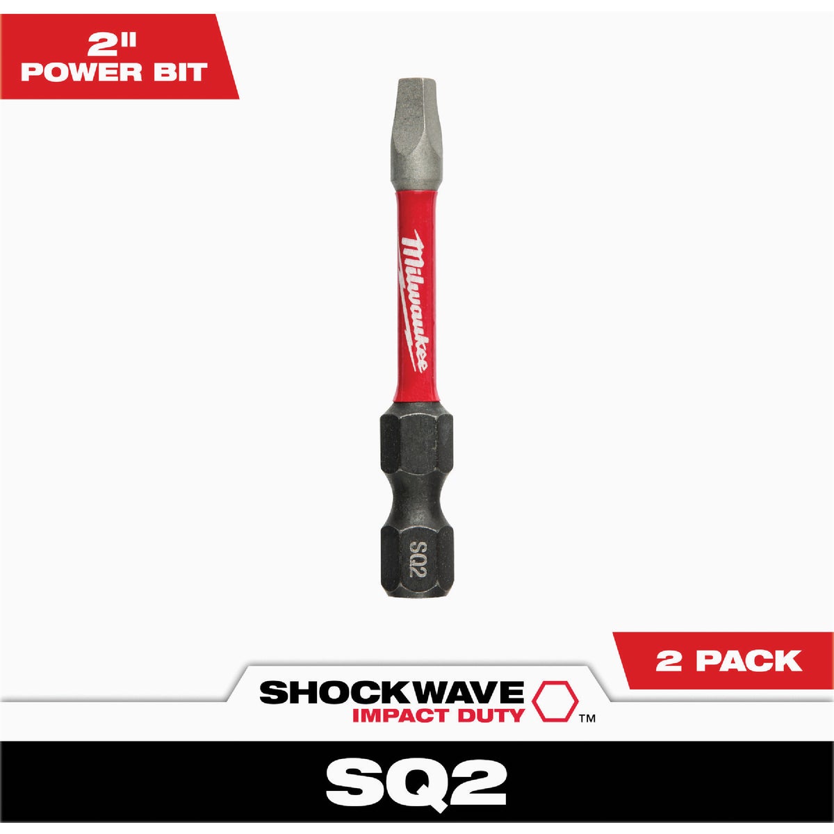Milwaukee SHOCKWAVE #2 Square 2 In. Impact Duty Screwdriver Bit (2-Pack)