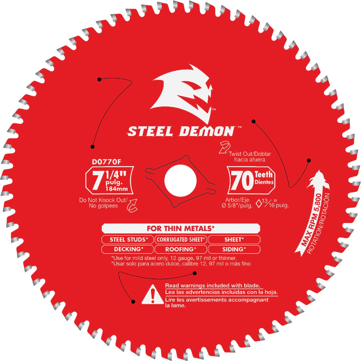 7-1/4″X70T STL DEM BLADE