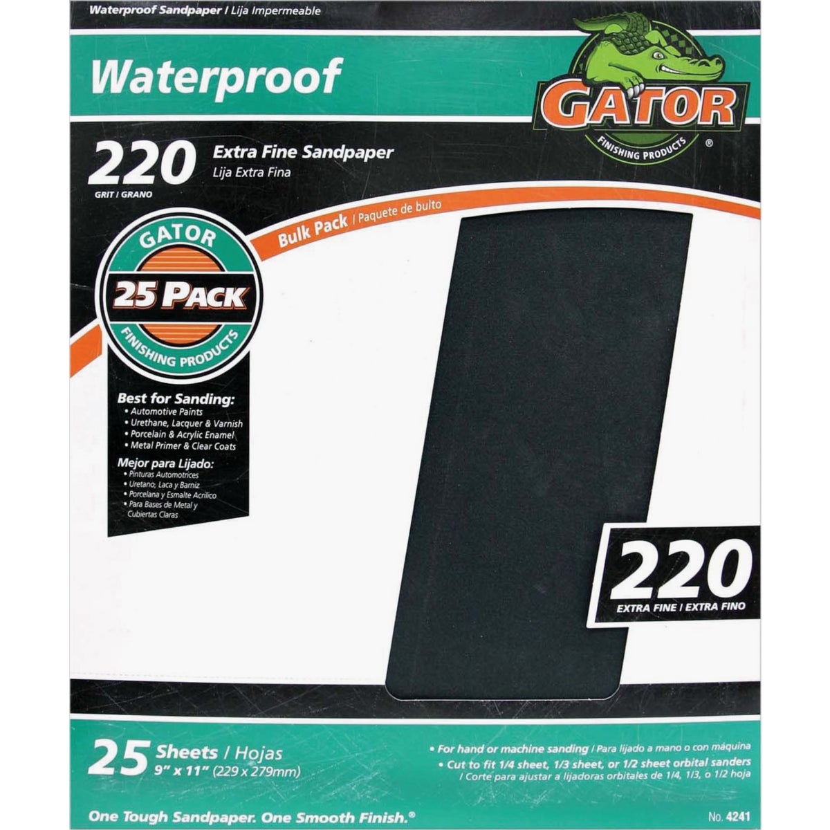 Gator Waterproof 9 In. x 11 In. 220 Grit Extra Fine Sandpaper (25-Pack)