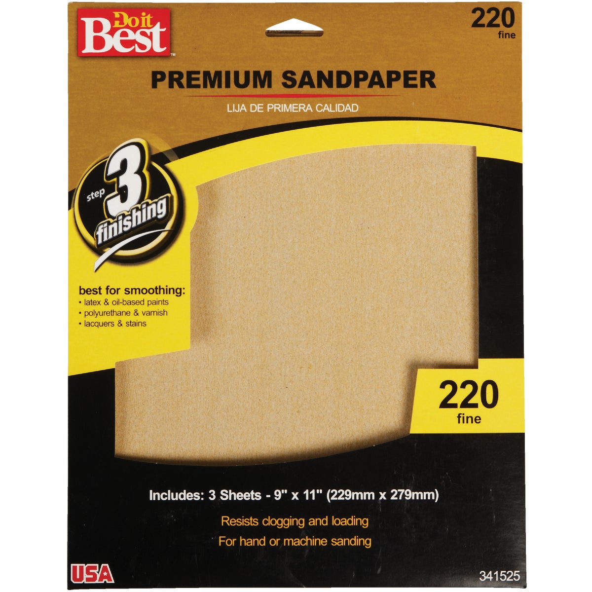 Do it Best Premium Plus 9 In. x 11 In. 220 Grit Fine Sandpaper (3-Pack)