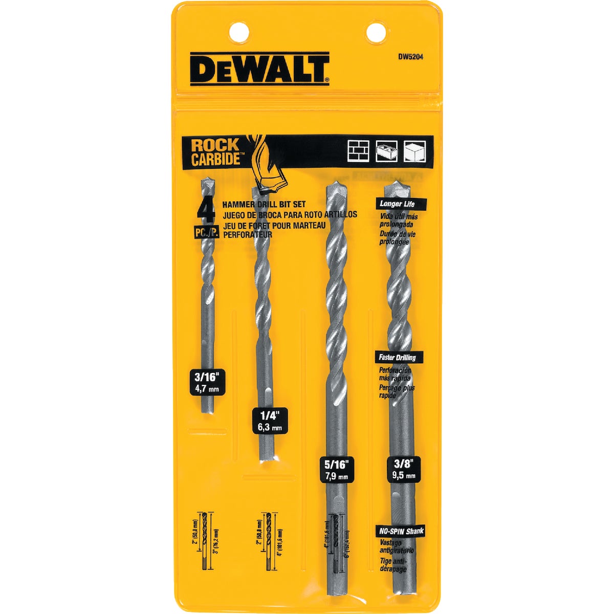 DEWALT Masonry Drill Bit Set (4-Piece)