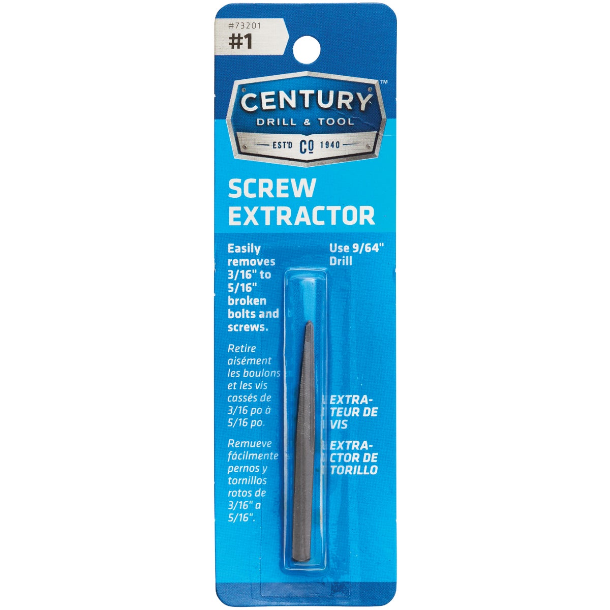 Century Drill & Tool #1 Straight Flute Screw Extractor