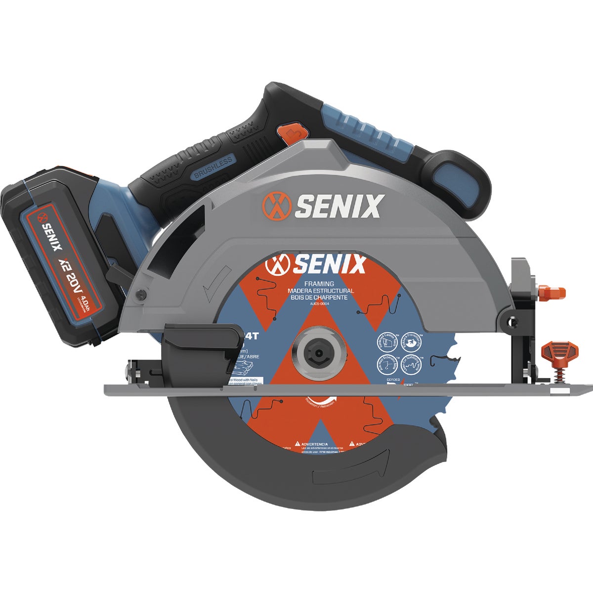 Senix X2 20 Volt Max Brushless 7-1/4 In. Cordless Circular Saw Kit with 4.0 Ah Battery & Charger