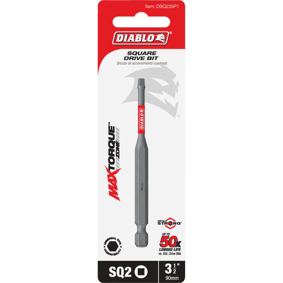 Diablo #2 Square Recess 3-1/2 In. Power Impact Screwdriver Bit