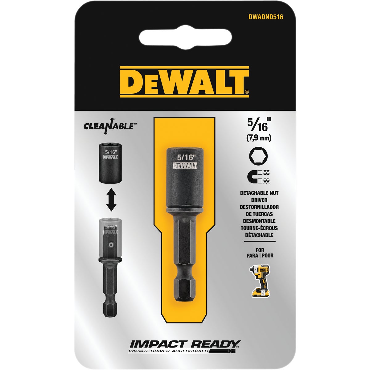 DEWALT Impact Ready 5/16 In. x 2 In. Cleanable Magnetic Nutdriver