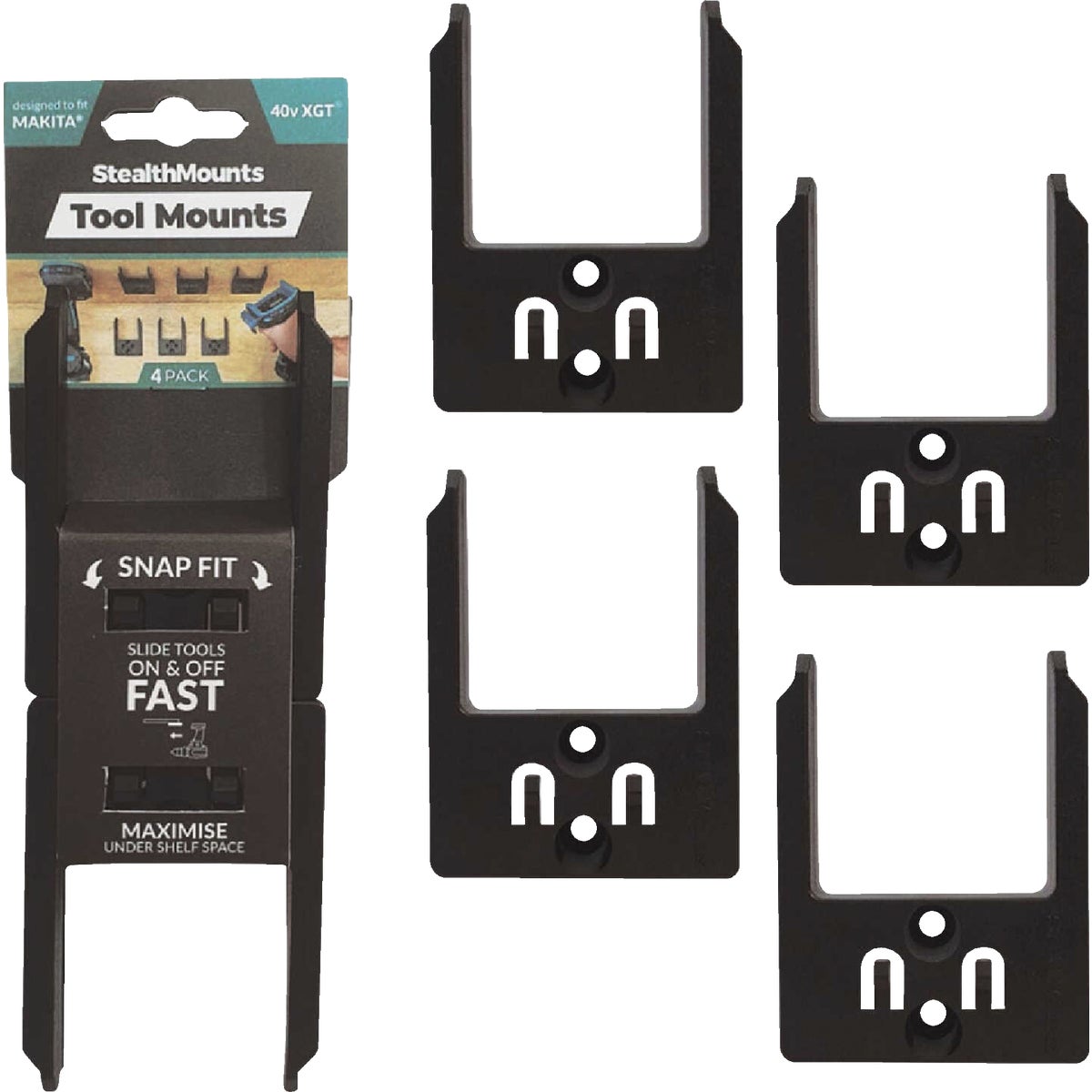 StealthMounts Makita 40v XGT Black Tool Mounts (4 pack)