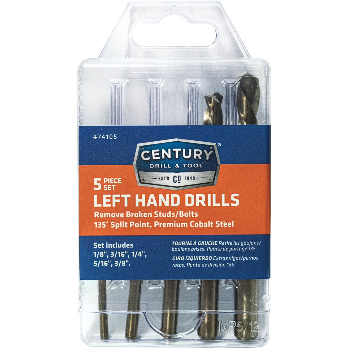 Century Drill & Tool Cobalt Steel Left Hand Drill Bit Set (5-Piece)