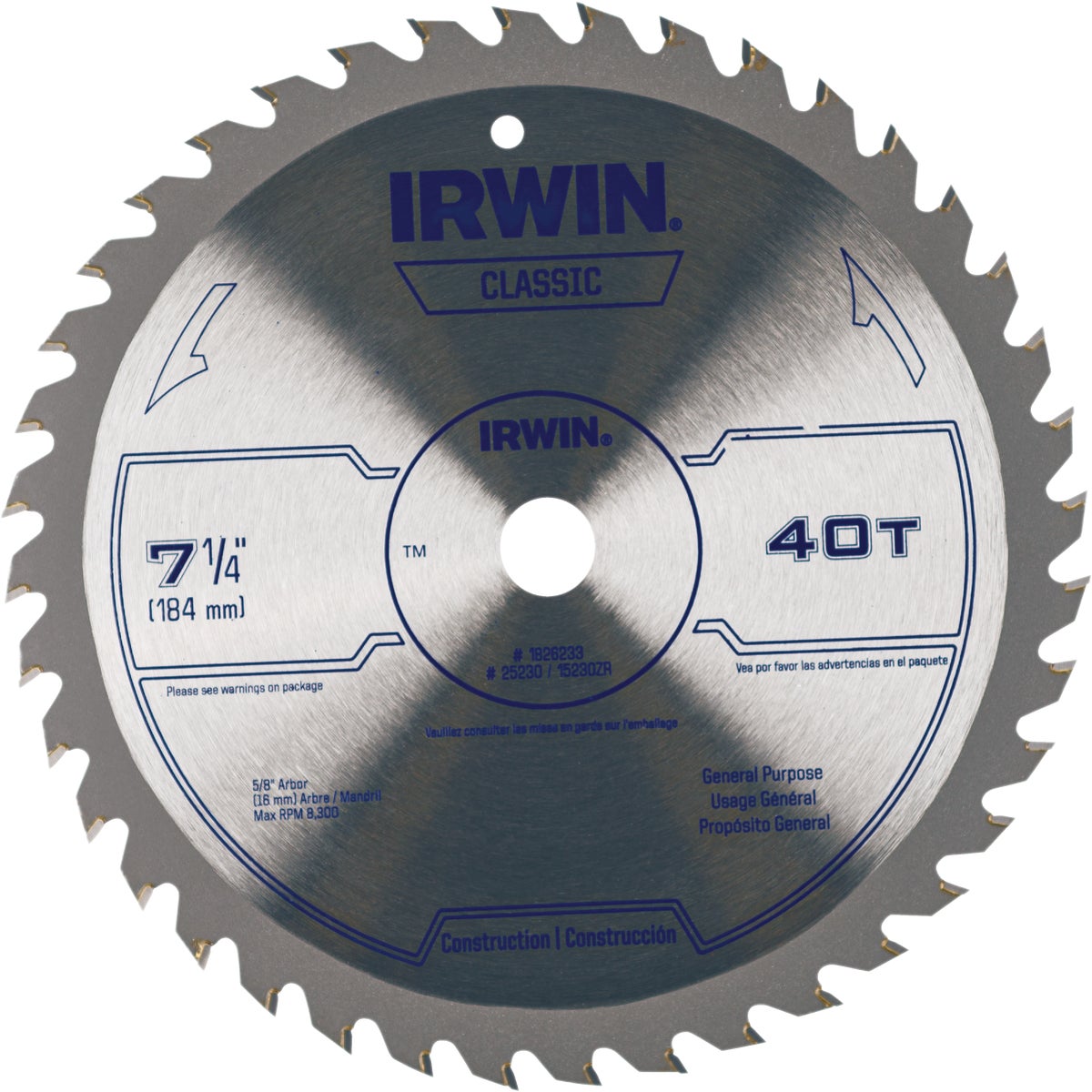 Irwin Classic Series 7-1/4 In. 40-Tooth Trim/Finish Circular Saw Blade