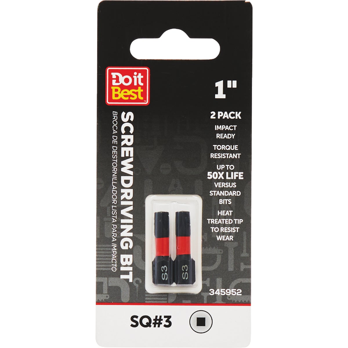 Do it Best 1 In. Square #3 Impact Ready Screwdriver Bit (2-Pack)