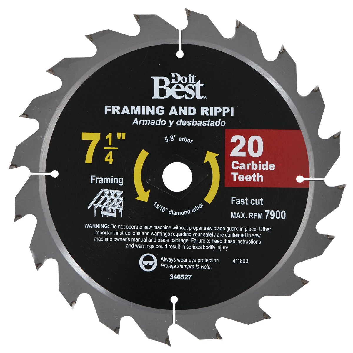 7-1/4 20T CARB SAW BLADE