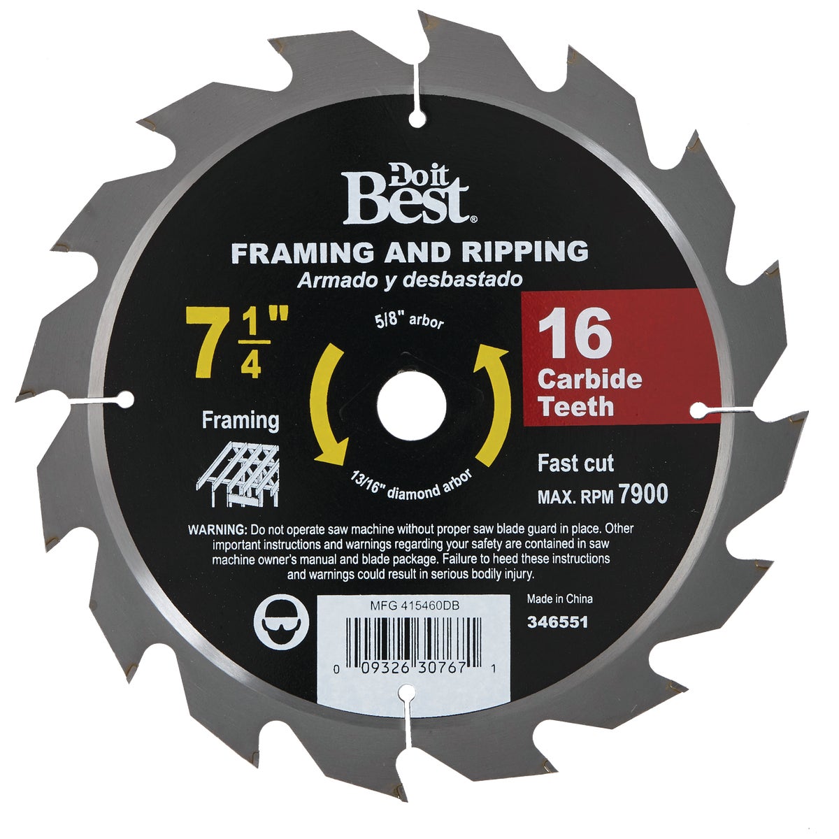 7-1/4 16T CARB SAW BLADE