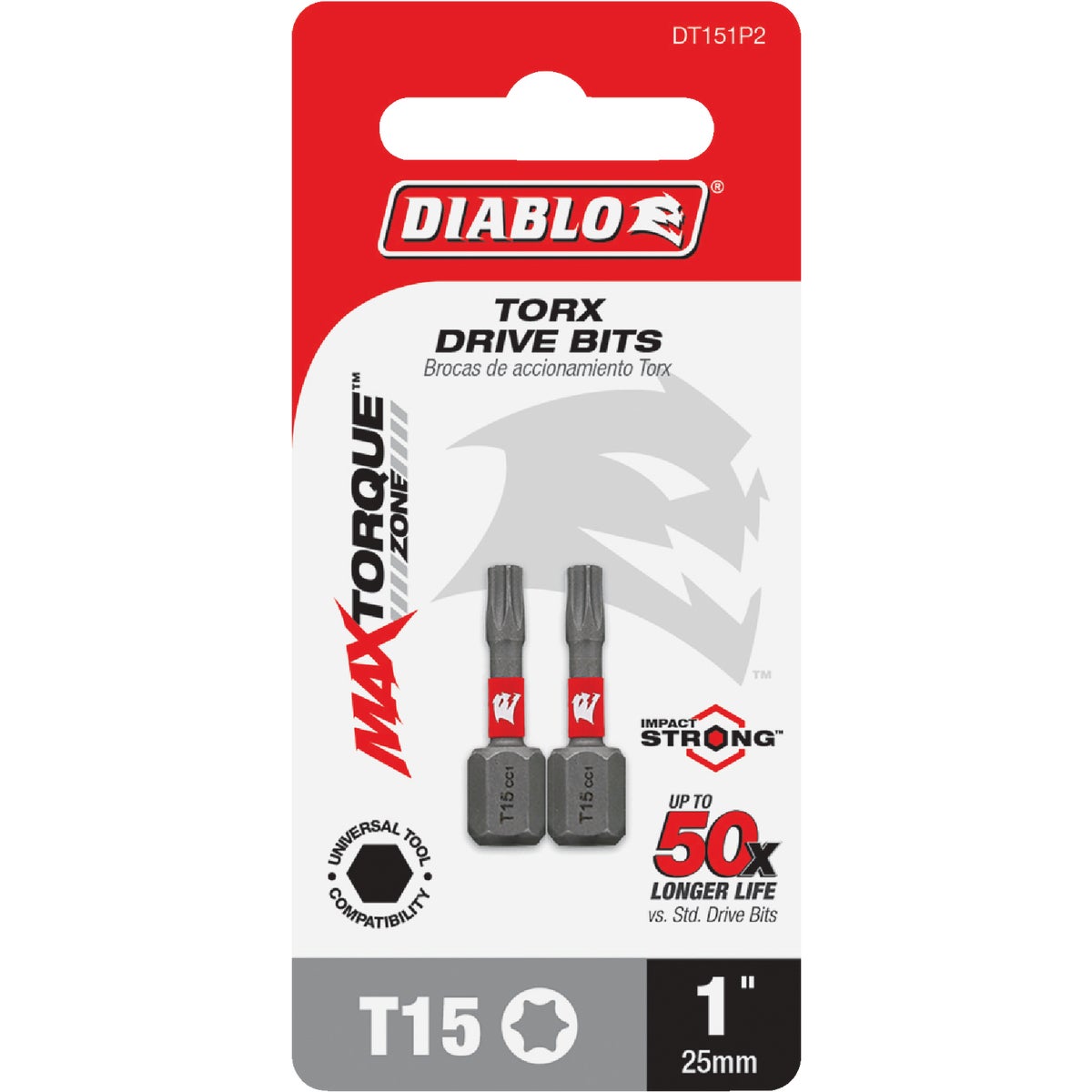 Diablo T15 TORX 1 In. Insert Impact Screwdriver Bit (2-Pack)