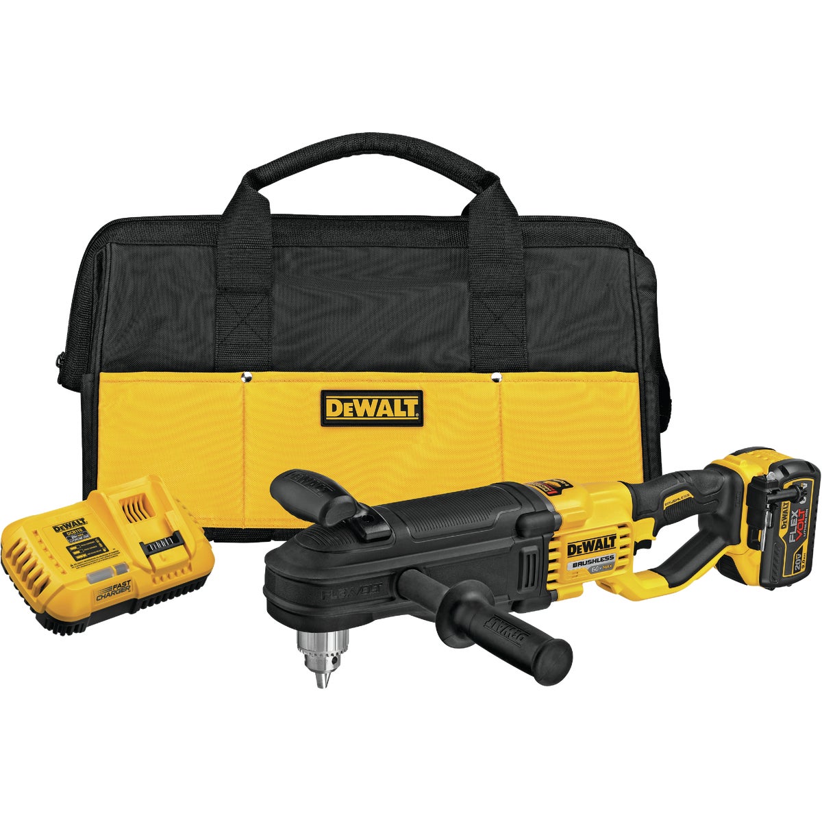 DEWALT 60-Volt MAX Lithium-Ion Brushless 1/2 In. In-Line Stud & Joist Cordless Drill Kit with E-Clutch System