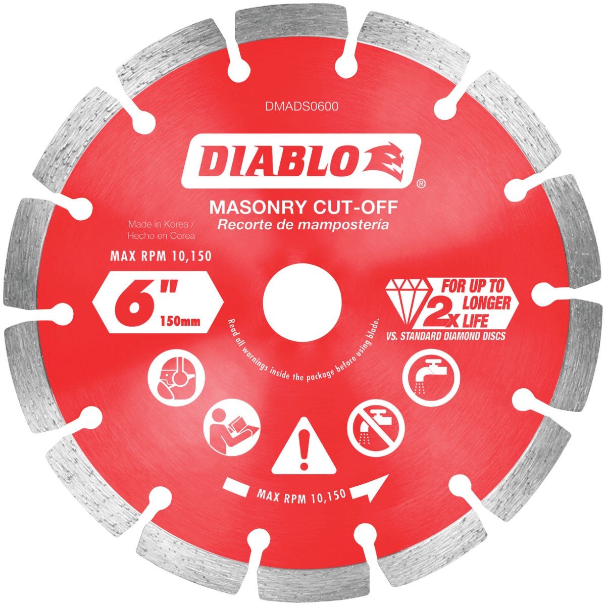Diablo 6 In. Segmented Rim Dry/Wet Cut Diamond Blade