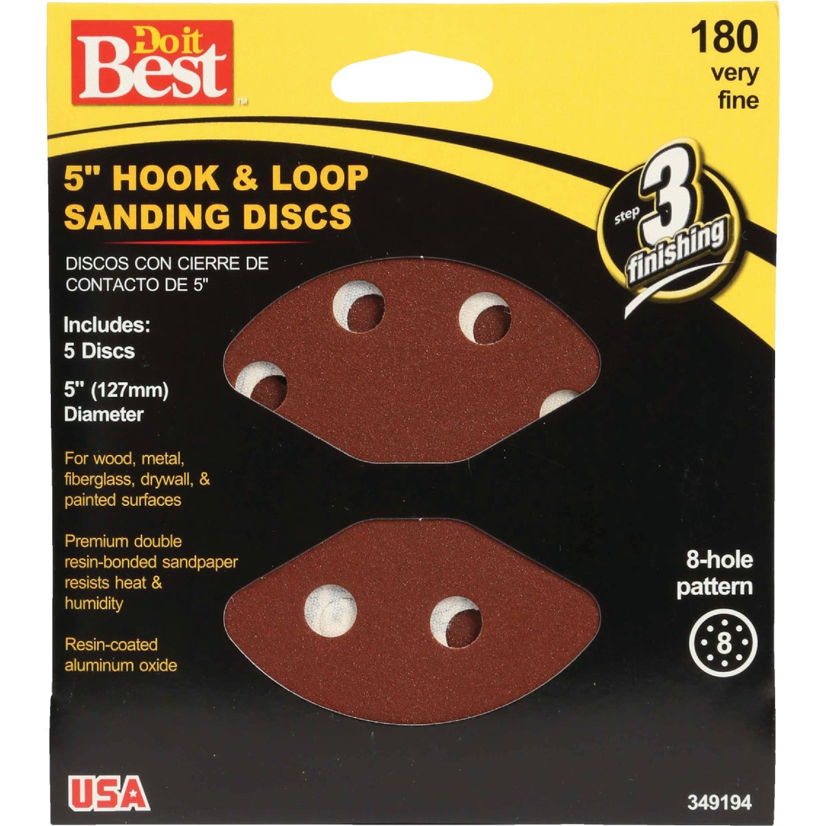 5PK 5″ 180G SANDING DISC