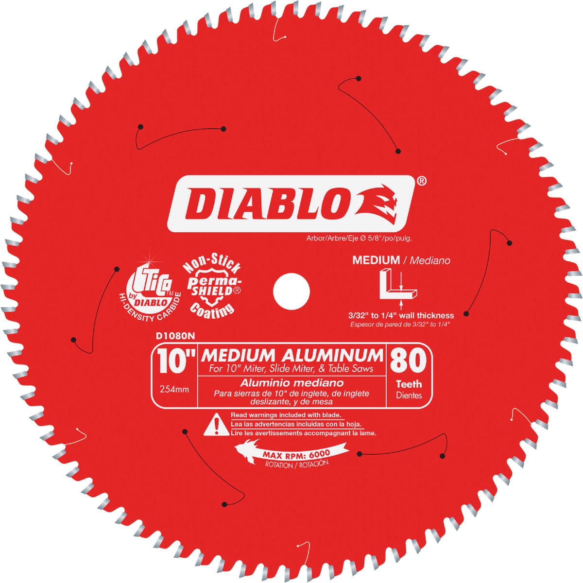 Diablo 10 In. 80-Tooth Non-Ferrous/Plastics Circular Saw Blade