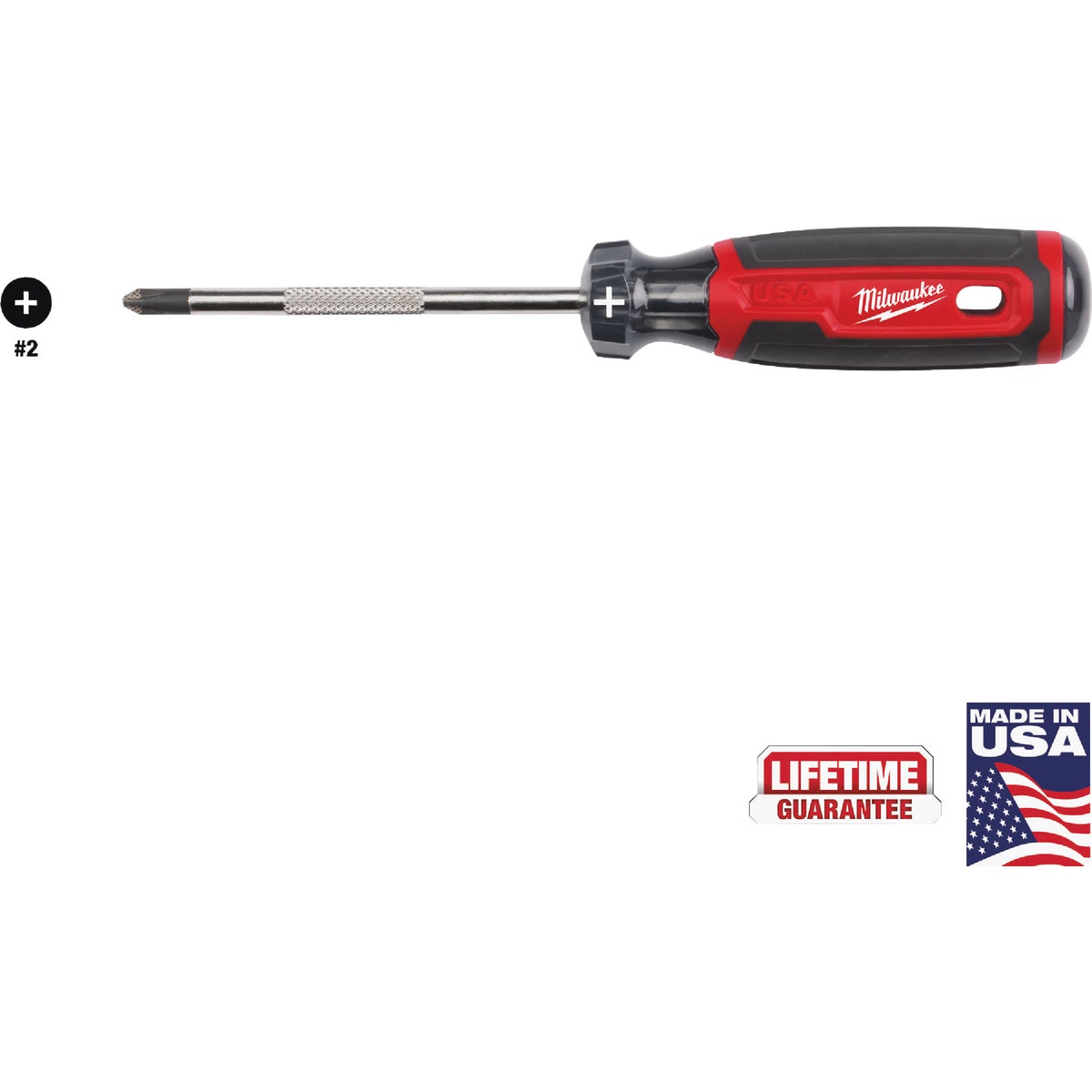 Milwaukee #2 x 4 In. Cushion Grip Phillips Screwdriver (USA)