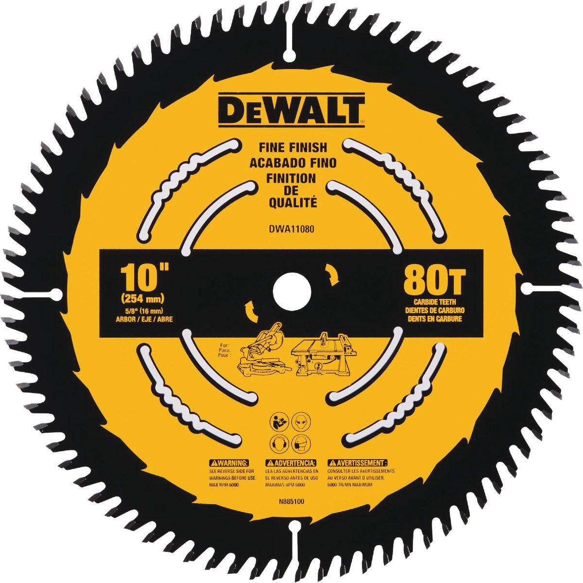 DEWALT 10 In. 80-Tooth Fine Finish Circular Saw Blade