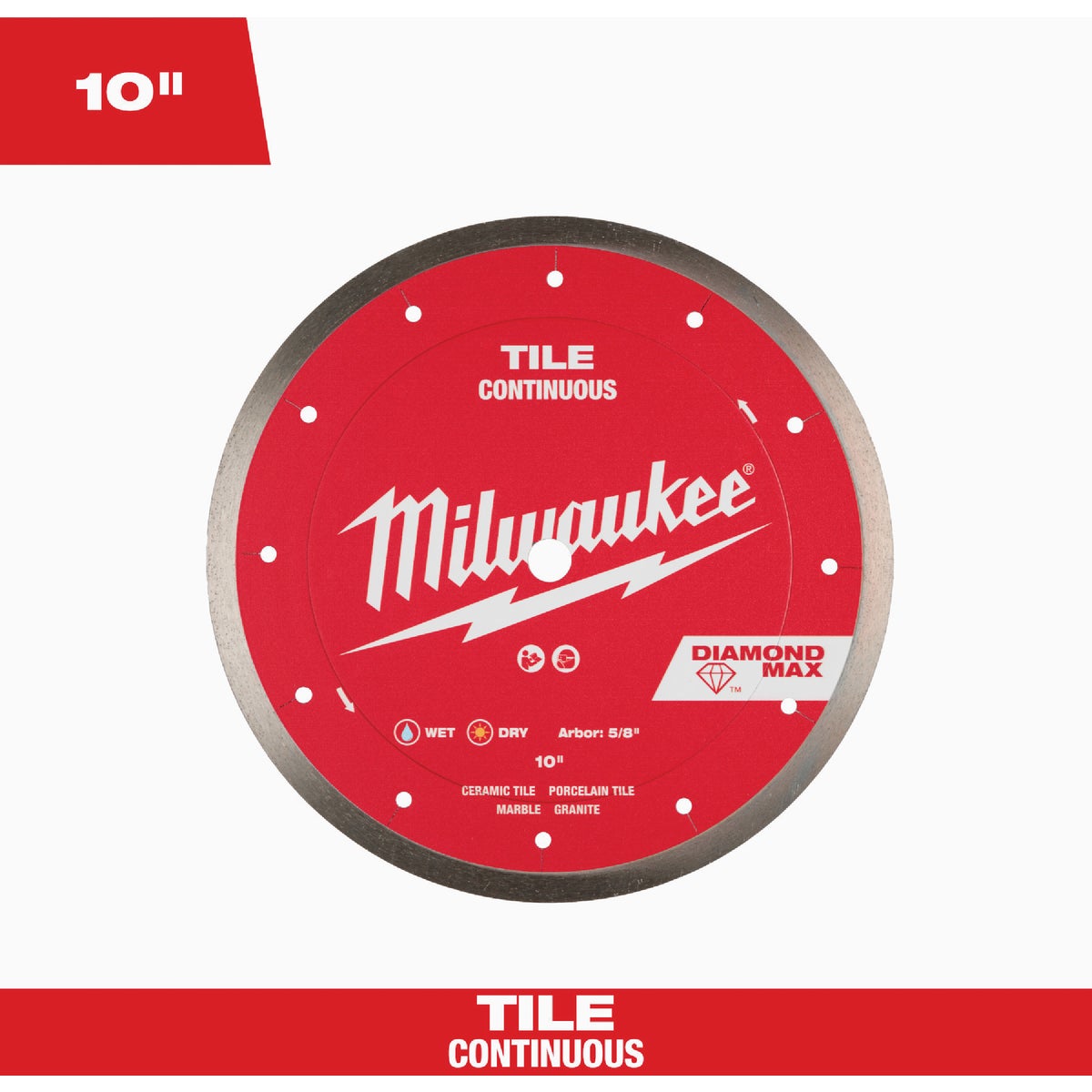 Milwaukee DIAMOND MAX 10 In. Continuous Rim Tile Diamond Blade