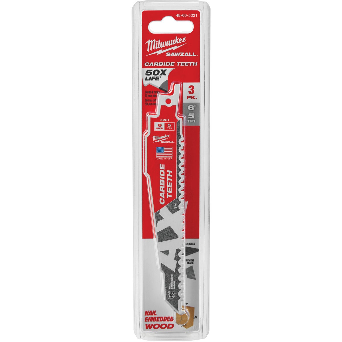 3PK 6″ 5TSAWZALL BLADE