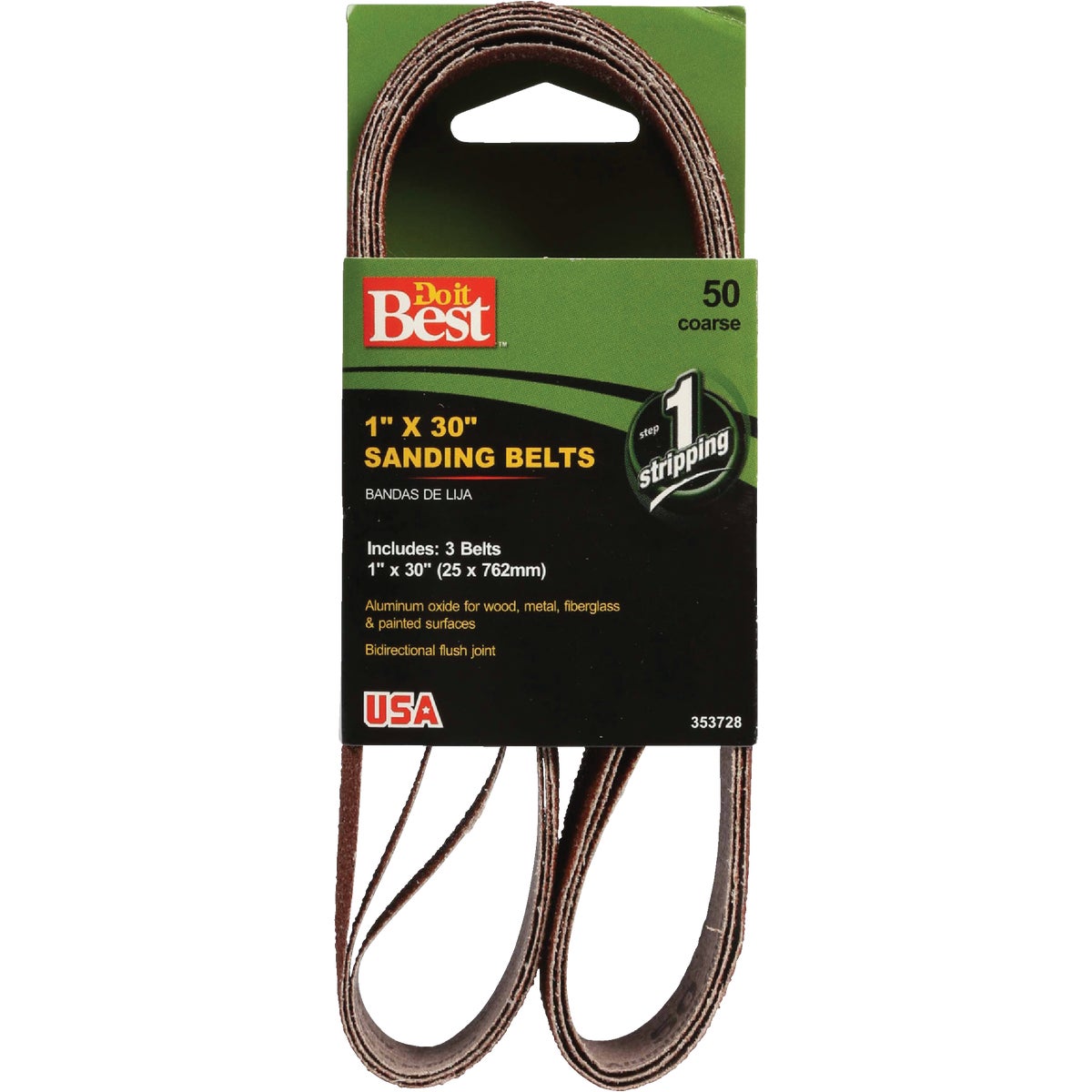 Do it Best 1 In. x 30 In. 50 Grit Power Sanding Sanding Belt (3-Pack)