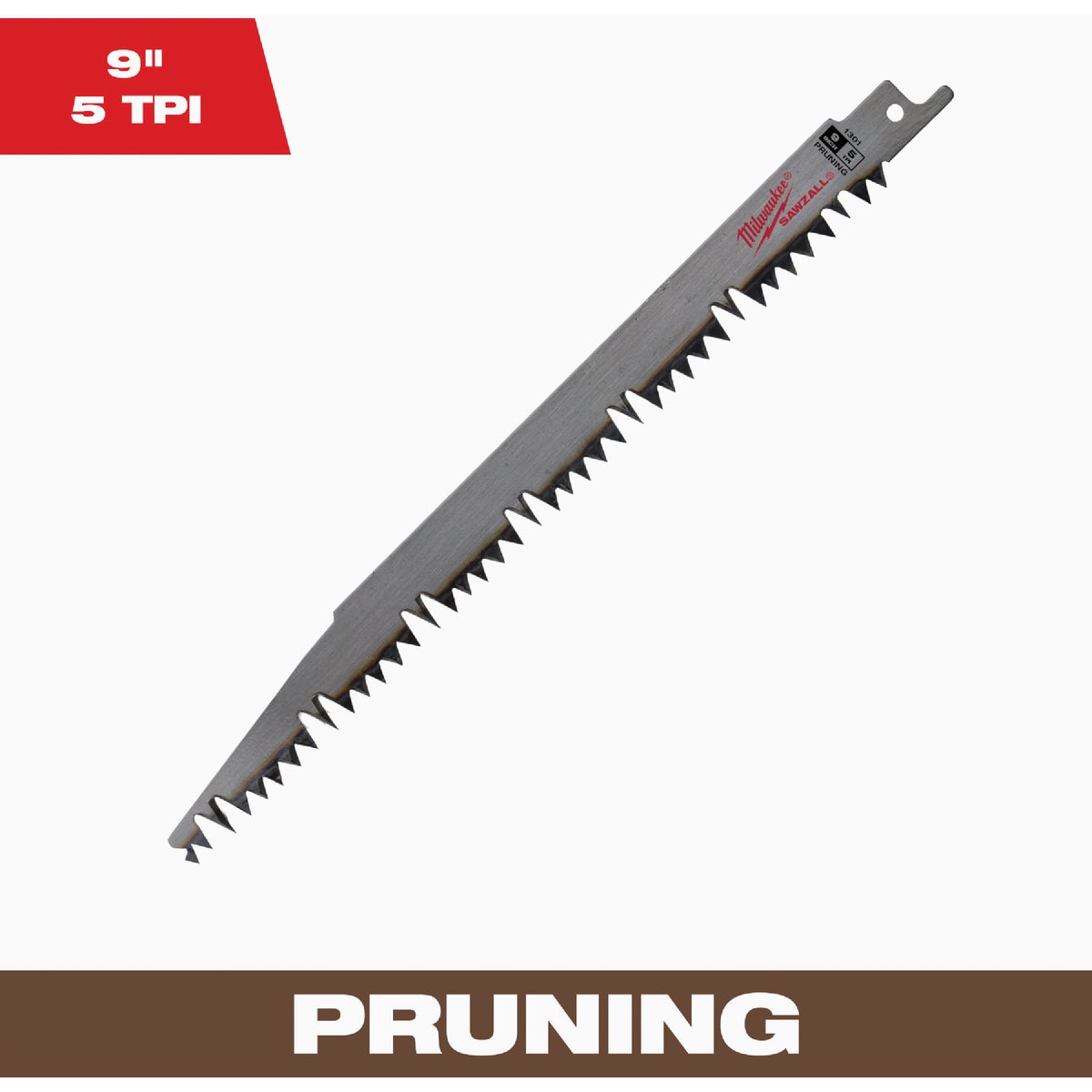 Milwaukee SAWZALL 9 In. 5 TPI Wood Pruning Reciprocating Saw Blade
