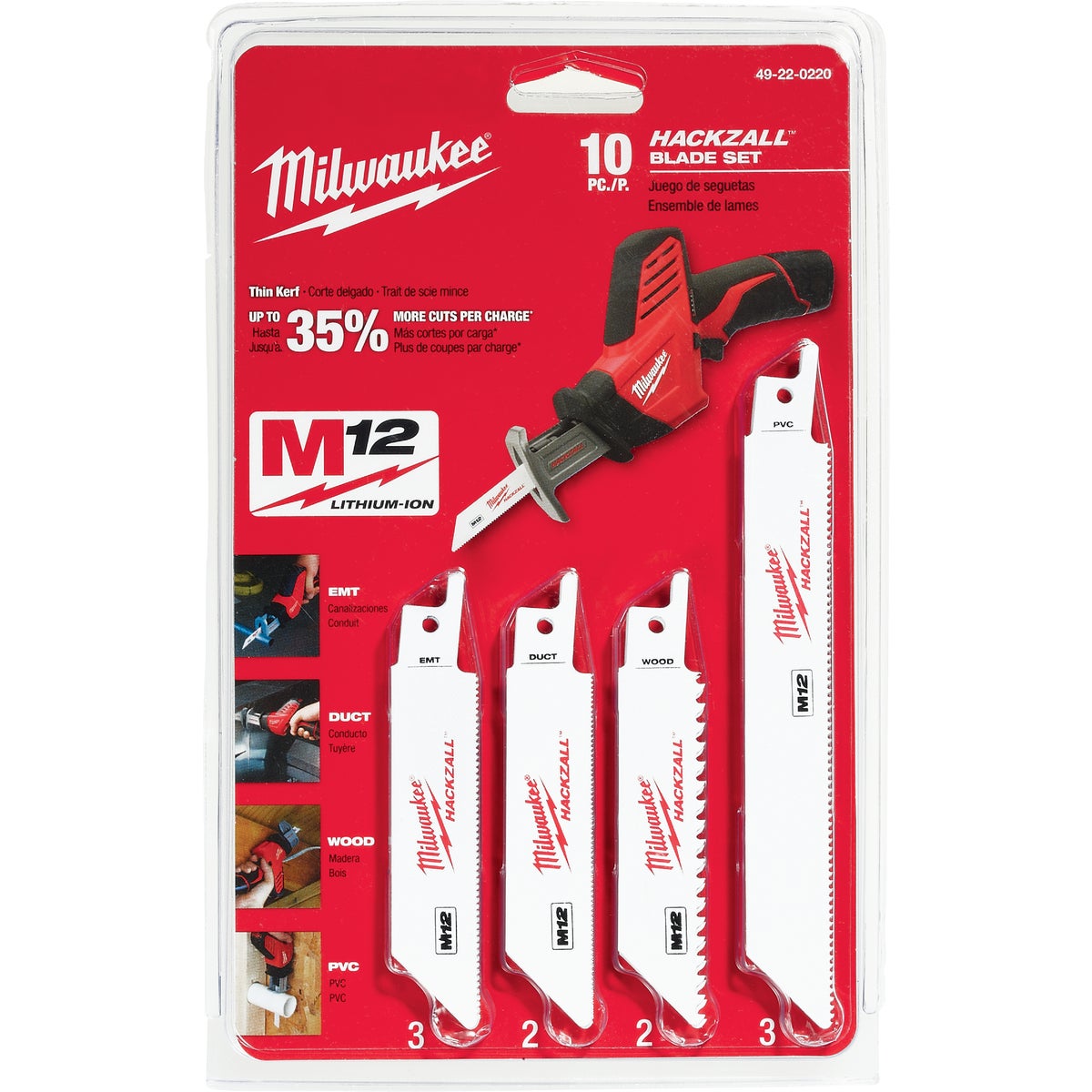 Milwaukee HACKZALL 10-Piece Mini Reciprocating Saw Blade Set