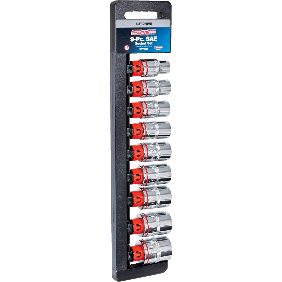 Channellock Standard 1/2 In. Drive 12-Point Shallow Socket Set (9-Piece)