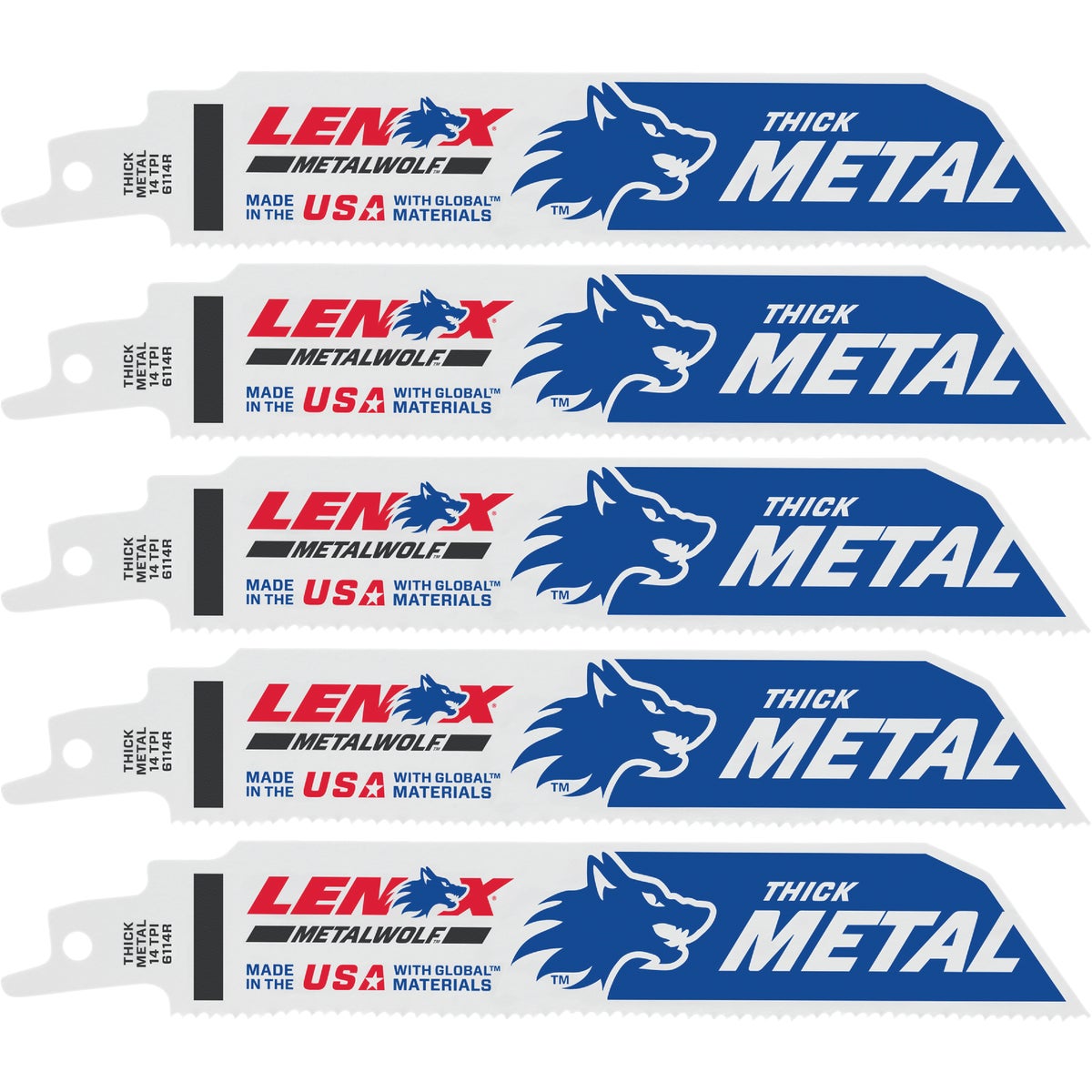 Lenox Lazer 6 In. 14 TPI Metal Reciprocating Saw Blade (5-Pack)