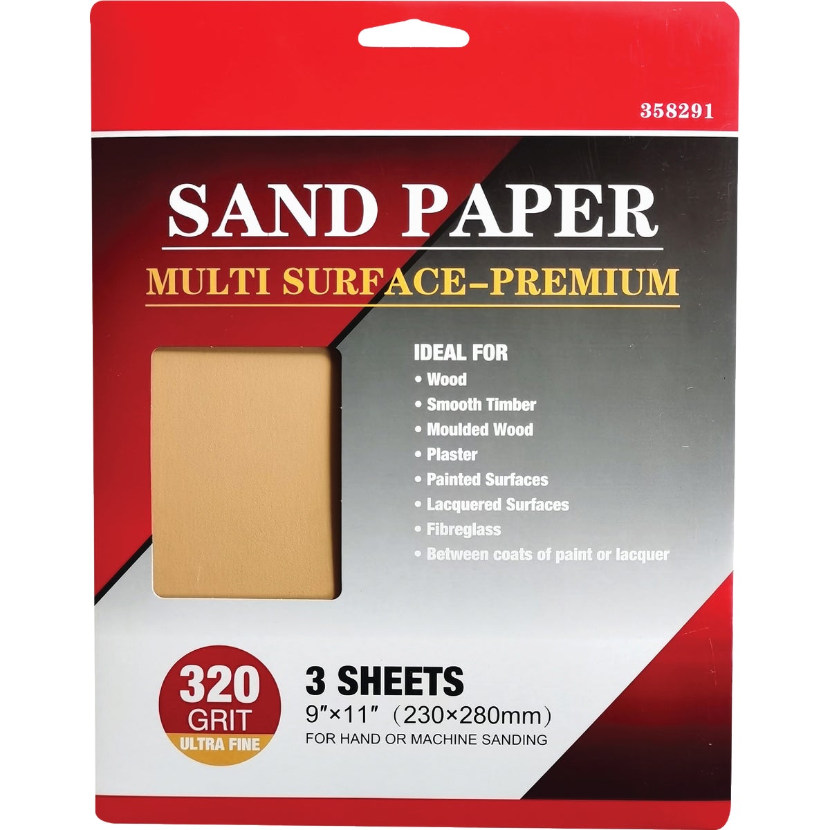 Premium Plus 9 In. x 11 In. 320 Grit Ultra Fine Sandpaper (3-Pack)