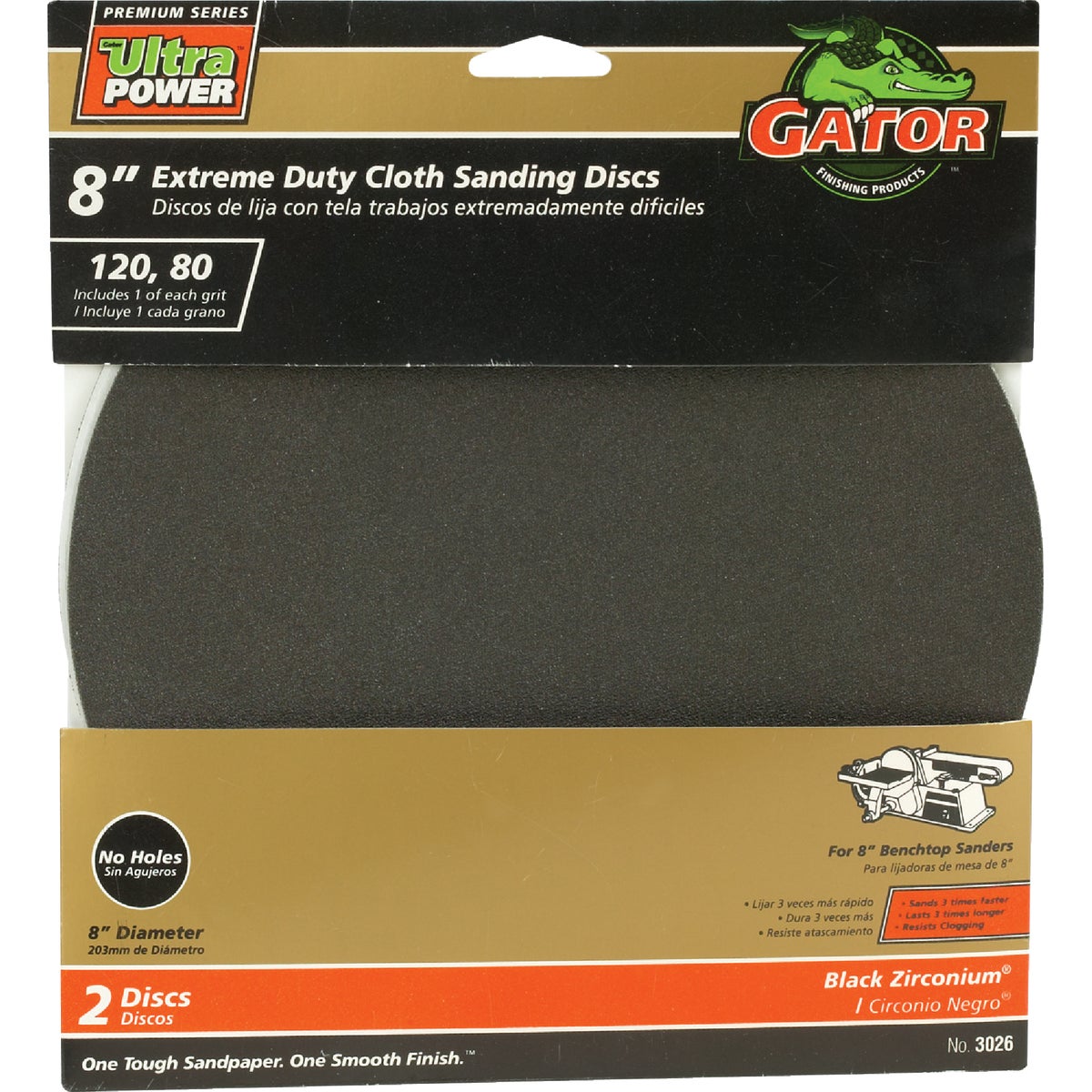 Gator 8 In. 120/80 Grit Stick-On Sanding Disc (2-Pack)
