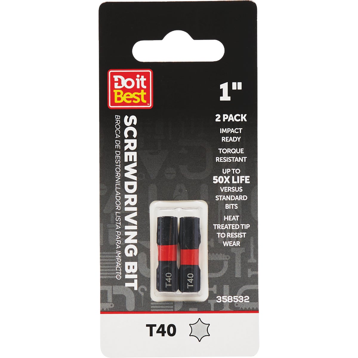 Do it Best 1 In. T40 Torx Impact Ready Screwdriver Bit (2-Pack)