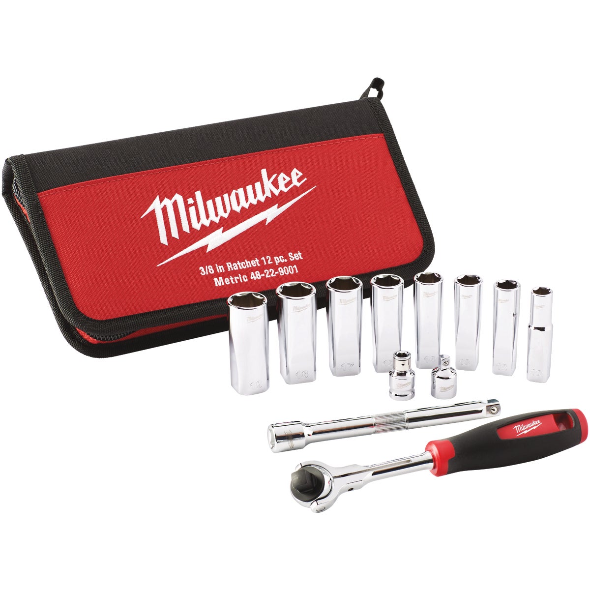 Milwaukee Metric 3/8 In. Drive 6-Point Ratchet & Socket Set