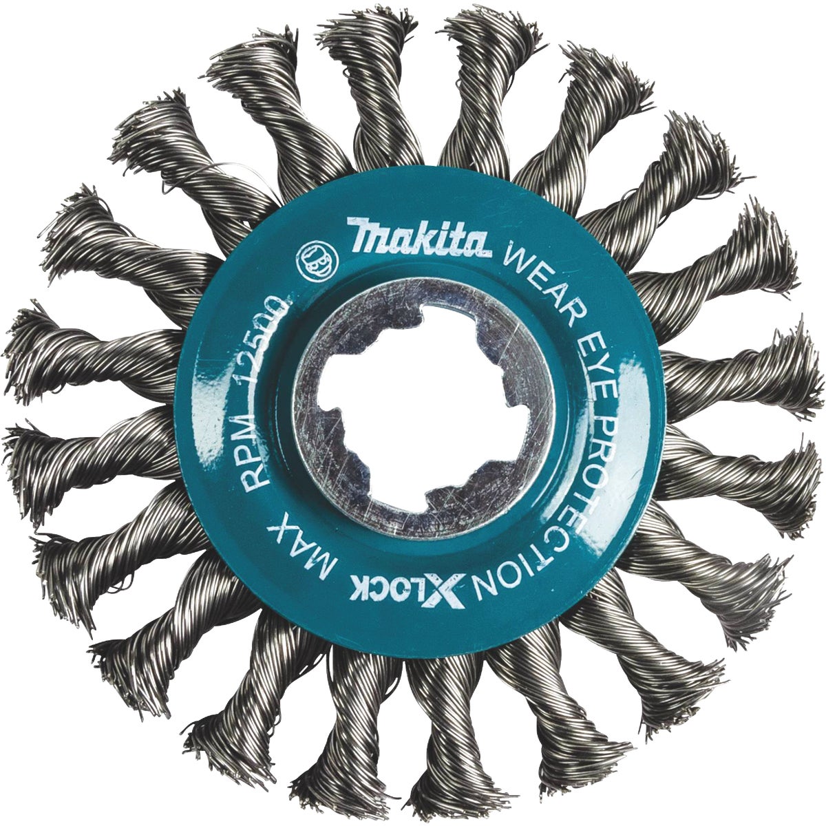 Makita X-LOCK 4-1/2 In. Full Cable Knotted Twist Carbon Steel Angle Grinder Wire Wheel