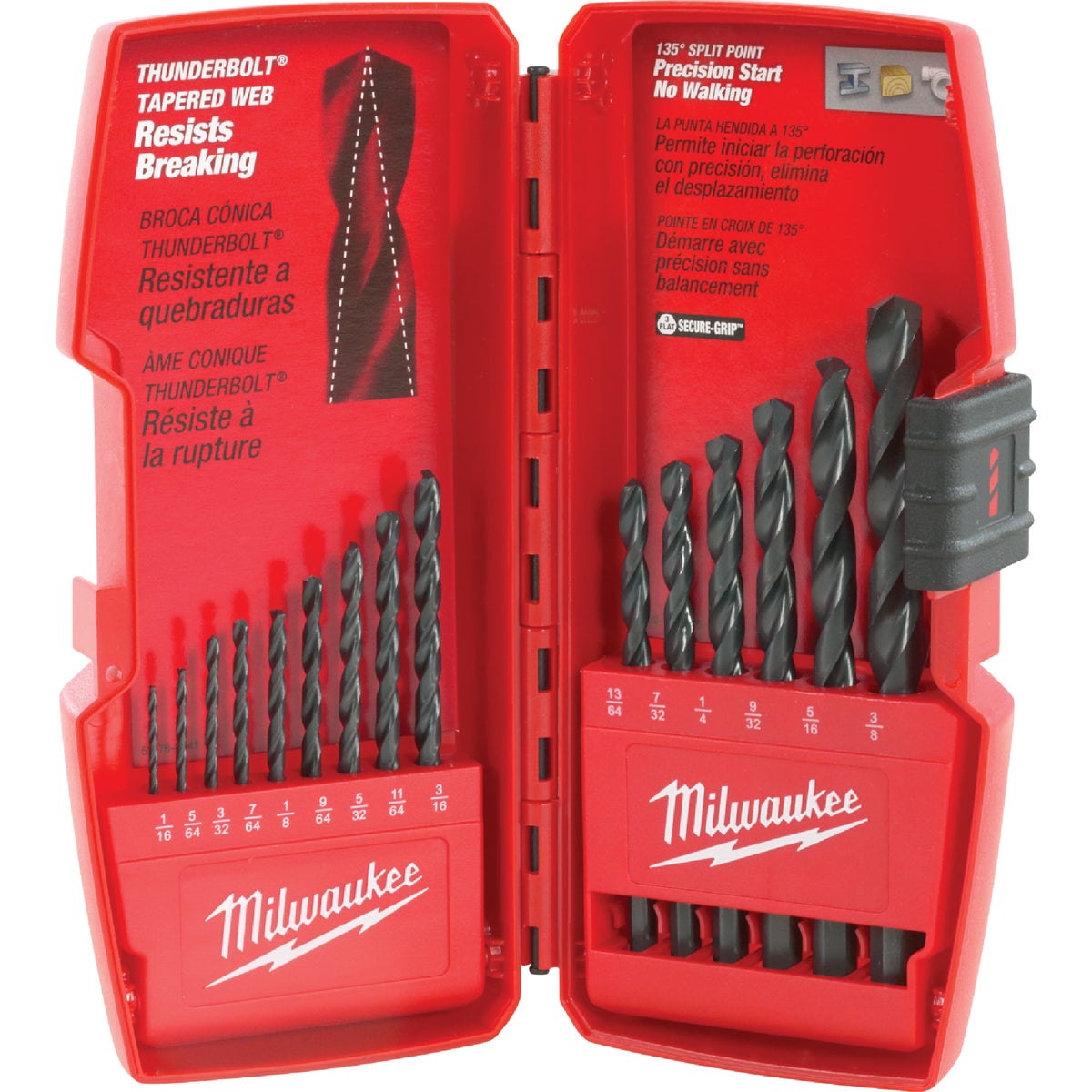 Milwaukee THUNDERBOLT 15-Piece Black Oxide Drill Bit Set, 1/16 In. thru 3/8 In.